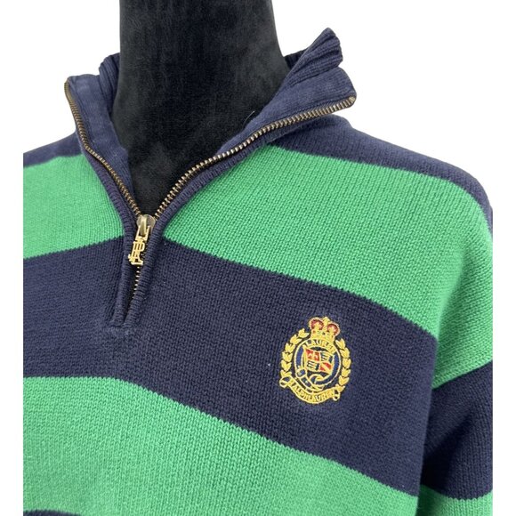 Ralph‎ Lauren Striped Sweater Crest Logo Women Size S Vintage Old Money Preppy - Picture 1 of 7